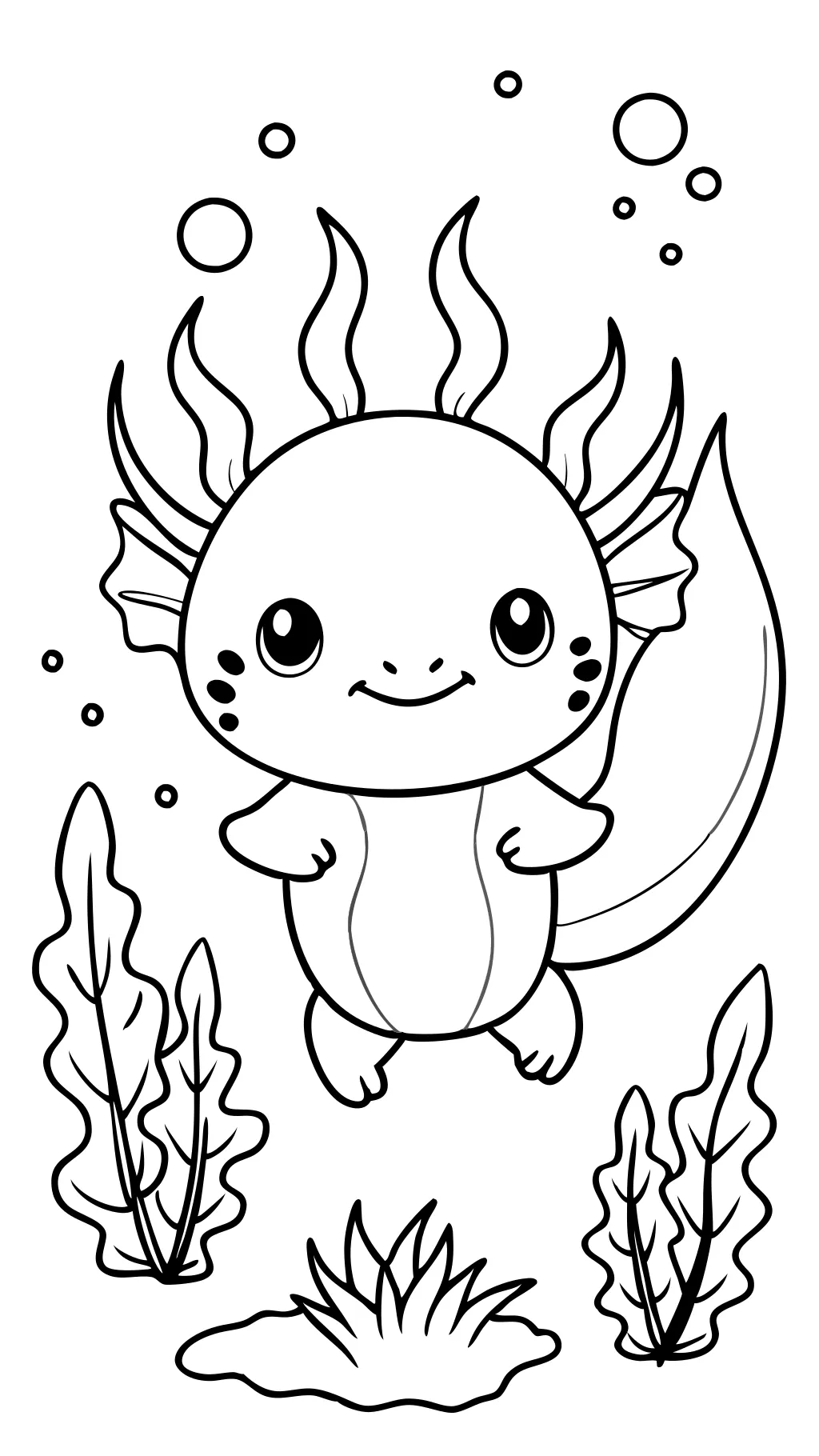 Página para colorear de axolotl lindo